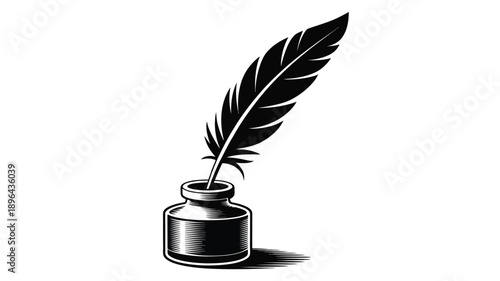  Elegant quill pen and inkwell illustration symbolizing classic writing creativity literature history calligraphy and artistic expression