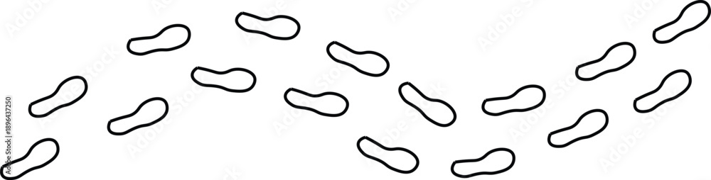 Obraz premium Footprint walking path simple illustration. Human footprints trail of human. Shoe sole print line illustration. Hoof prints. 