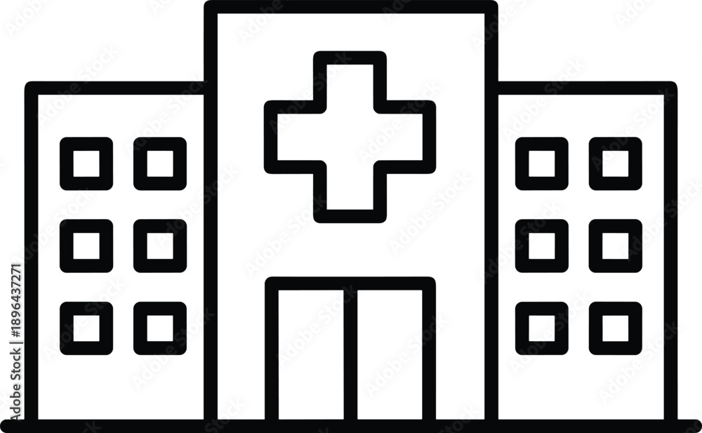 Obraz premium Hospital building icon illustration representing healthcare services, medical center, emergency care, clinic infrastructure, health system concept design