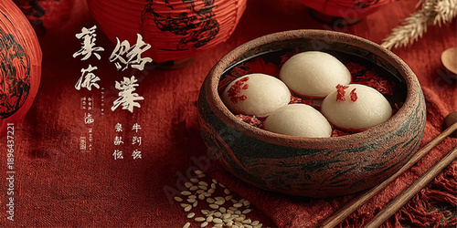 Celebrating chinese new year with traditional tangyuan soup