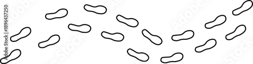 Footprint walking path simple illustration. Human footprints trail of human. Shoe sole print line illustration. Hoof prints. 