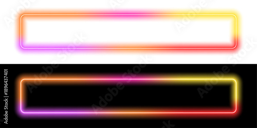 Gradient square, rectangle frame with electric LED light and glowing borders. Futuristic box design features precise line structure in PNG. Neon is included once for emphasis.	