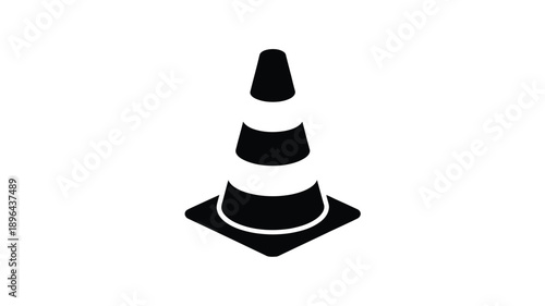 Traffic cone silhouette icon representing road construction safety warning hazard zone highway maintenance equipment vector illustration