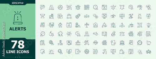 Alerts icon set. Attention related icon set. Contains related to attention, information, warning, danger, risk, aware, hazard and more. Editable vector illustration.