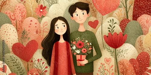 Love Chocolate. Valentines Day Greeting Card. Red white hearts paper cut style and dessert, candy on coral. Origami Happy holidays.