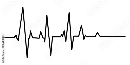 Black electrocardiogram line on white background heart rate pulse