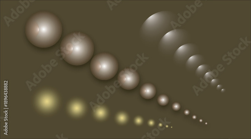 Abstract metallic sphere perspective background with soft glow lights.