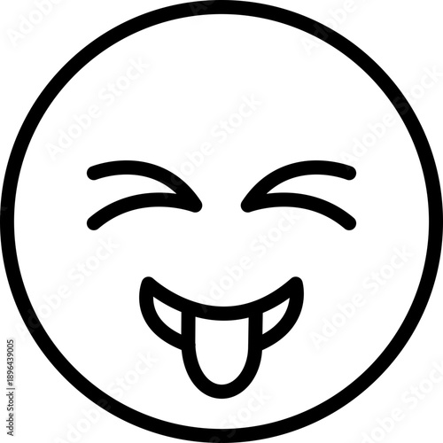Squinting Face Tongue Emoji line Icon, Silly Tongue-Out Squint Emoji, Playful Funny Face Symbol
