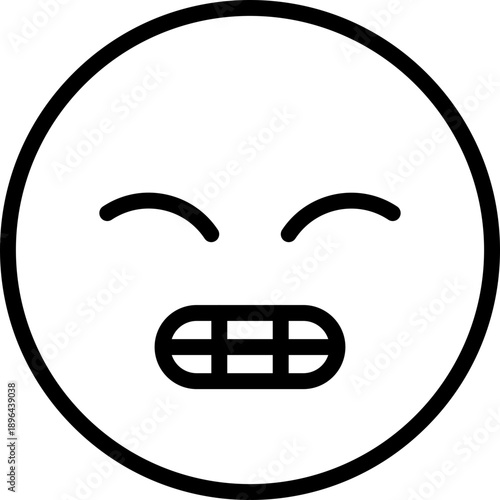 Grimacing Face Emoji line Icon, Awkward Smile Emoji Symbol, Nervous Face Emoji Icon