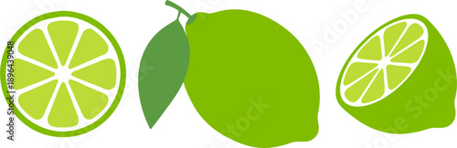 Fresh Green Lime Fruit Set