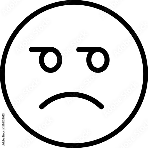 Unamused Face Emoji line Icon, Displeased Expression Emoji Symbol, Bored or Annoyed Face Icon