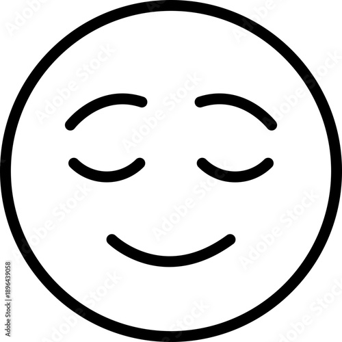 Relieved Face Emoji line Icon, Calm Relaxed Expression Emoji, Peaceful Smiling Face Icon