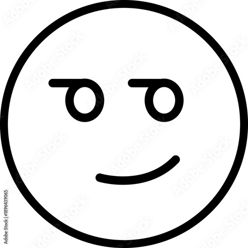 Smirking Face Emoji line Icon, Sly Smile Emoji Symbol, Mischievous Grin Face Icon