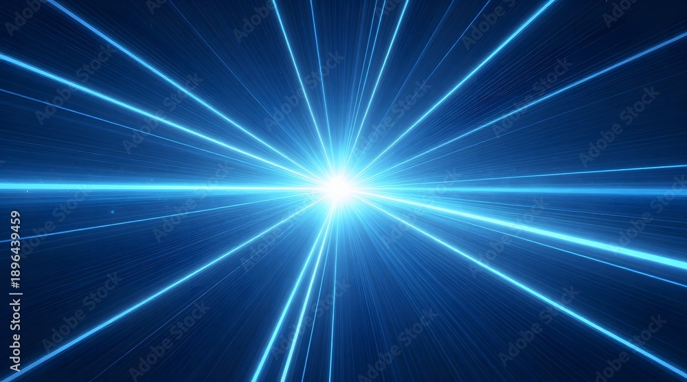 Fototapeta premium Bright light emanating from the center with streaks of blue lights