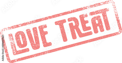 An authentic vintage style red love treat rubber stamp with textured grunge