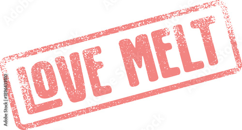 An authentic vintage style red love melt rubber stamp with textured grunge