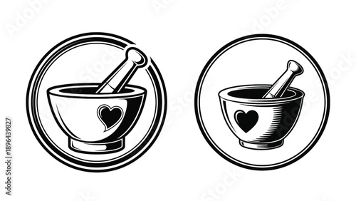Matching Bowls With Spoon And Herbal Blend Illustrating Natural Remedy Preparation, Consumer Wellness Product Design And Supply Chain Packaging Vector Illustration