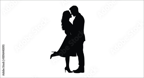 Couple embracing tenderly in a romantic pose dark silhouette