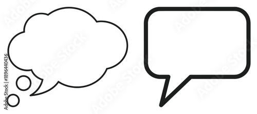 Speech bubble and thought cloud icons for communication and dialogue exchange graphic design vector