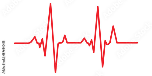 Red electrocardiogram line on white background heart rate pulse 2 medical