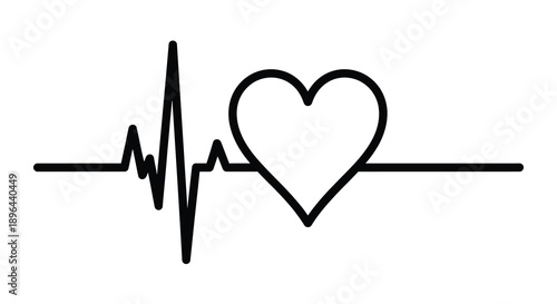 Heartbeat line art forming a heart shape simple design silhouette
