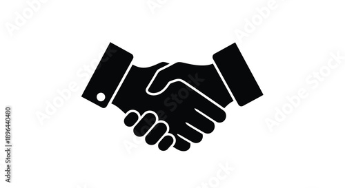 A black handshake graphic representing agreement and partnership silhouette