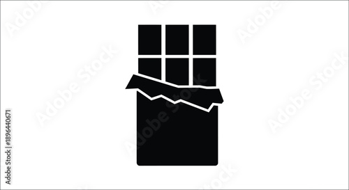 Broken chocolate bar graphic with a distinct black silhouette