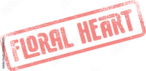 A lovely pink grunge textured rubber stamp displaying the botanical words Floral Heart