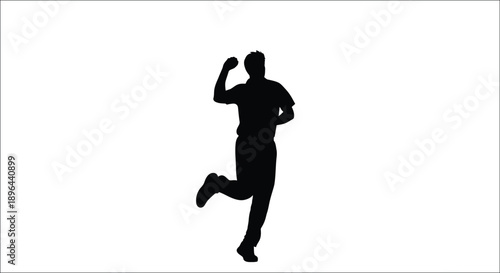 A dynamic image of a person running with arms raised silhouette