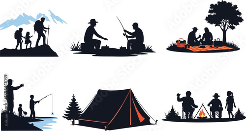 Camping and outdoor activities with family and friends in nature