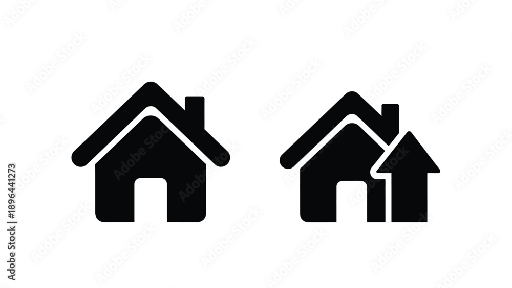 Fototapeta premium Two simple house shapes in black a minimalist silhouette