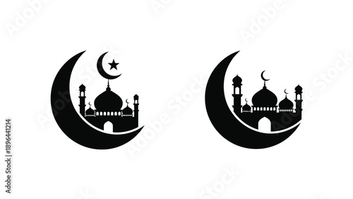 Islamic crescent moon and mosque design a bold graphic silhouette
