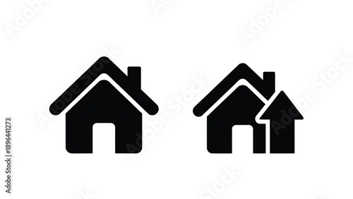 Two simple house shapes in black a minimalist silhouette