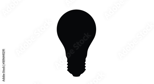 A black silhouette of a lightbulb against a white background silhouette
