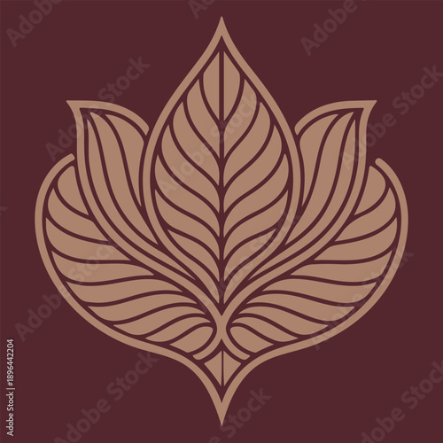 Luxury Copper Lotus Mandala Illustration: Elegant Floral Motif on Dark Maroon Background