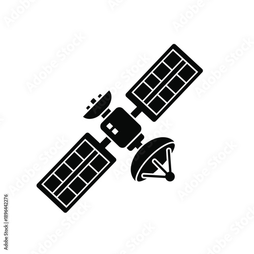 Satellite Illustration – Space Communication Satellite with Solar Panels for Technology & Aerospace Design