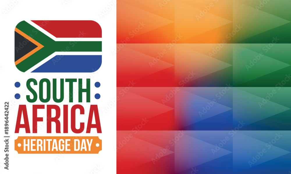 Obraz premium South Africa Heritage Day. Happy holiday. Celebrate culture and traditions of nation. South African flag. Poster with illustration. Pattern design. Vector