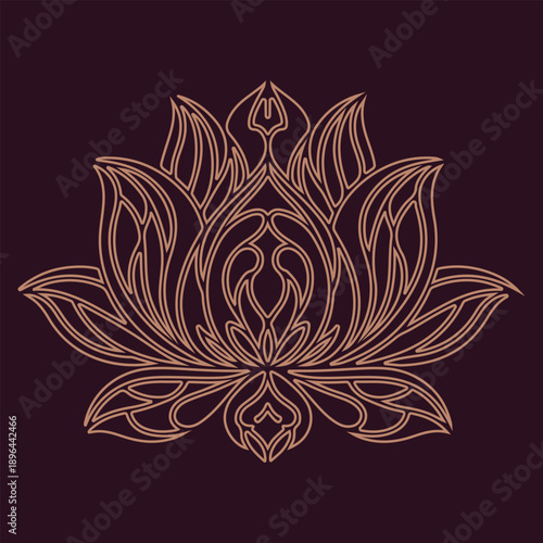 Highly Detailed Floral Vector Illustration: Elegant Lotus Motif for High-End Stationery and Decor