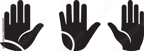 three raised hands with leaf symbols environmental care sustainability green growth icon isolated background.