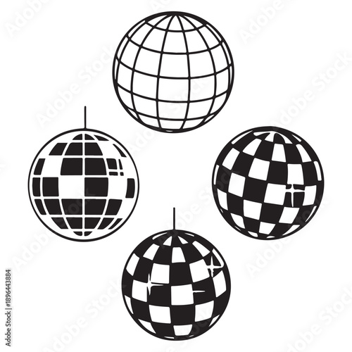 disco ball icons set vector