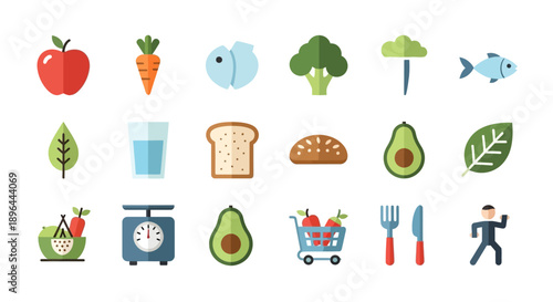 Healthy Food and Lifestyle Icons Collection.