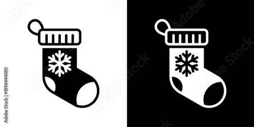 Christmas Stocking Icon Of Mixed Black And White Style