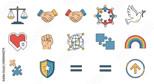 Set of human rights and equality icons.