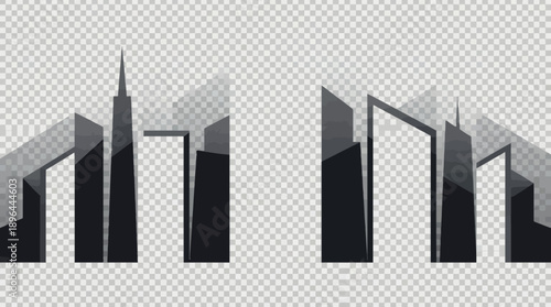 Modern City Skyline Vector Illustration with Geometric Shapes.