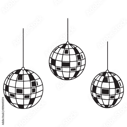disco ball icons set vector