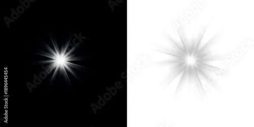 Png white star light, sparkle. Yellow light effect. Shining light with yellow gold color. Png spotlight spark.Vector transparent sunlight special lens flare light effect