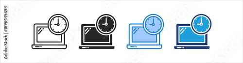 Working Time Icon Set Multiple Style Vector Collection