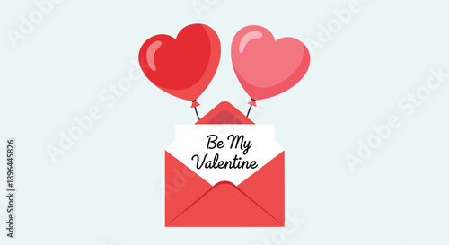 Charming Valentine's Day card with heart balloons and romantic message
