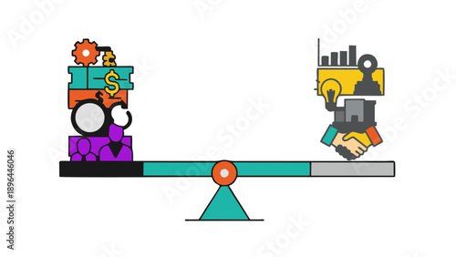 Robot Machines Balancing on a Scale.