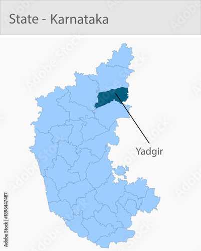 Yadgir-Karnataka_Map detailed map illustration graphic for educational reference, geographic visualization, design layouts, presentations, digital med